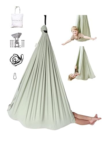 Marlowe & Co Sensory Swing for Kids Indoor Outdoor, Therapy Pod Cocoon Swing for Autism ADHD SPD, Double Layer Cotton Hammock Swing, Holds 200 lbs, 360° Swivel Hardware Included, Desert Sage - Image 1