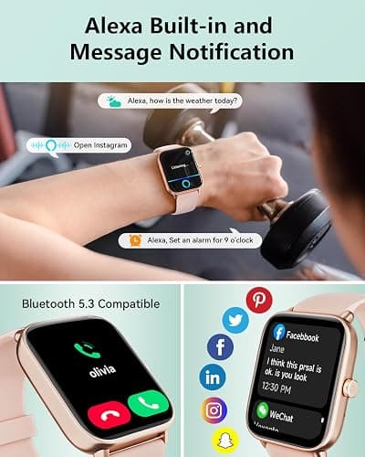 Quican Smart Watches for Women, Smart Watch for Android Phones and iPhone Compatible, Alexa Built-in, 1.8" Fitness Watches for Women, IP68 Waterproof/Bluetooth Call, Heart Rate/Sleep Monitor, Pink thumbnail 3