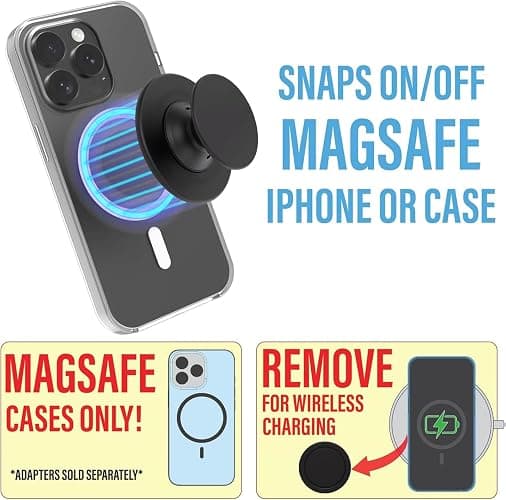 Magnetic Phone Grip Compatible with Magsafe，Collapsible Mobile Phone Stand Holder for Smartphone Tablet Cell Phone Accessory - Clear thumbnail 4