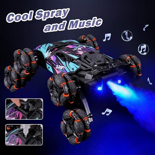 NEXBOX Cool 8 Wheels Hand Controlled RC Stunt Car Toys, Xmas Gifts and Birthday Presents for Kids, Gesture Sensing Remote Control Cars for Boys Age 6 7 8-10 11 12 Year Old thumbnail 5