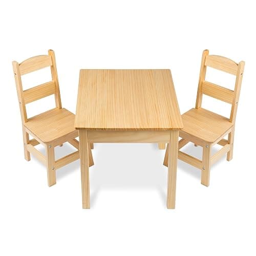 Melissa & Doug Solid Wood Kids Table and Chairs (2), Premium Quality Wooden Toddler Table and Chair Set for Kids Playroom Furniture & Montessori Classroom Furniture for Boys & Girls Ages 3+ - Image 1