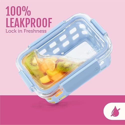 Ello Duraglass 3.4 Cup Meal Prep Sets 10Pc, 5 Pack Set- Glass Food Storage Container with Silicone Sleeve and Airtight BPA-Free Plastic Lids, Dishwasher, Microwave, and Freezer Safe, Evening Orchard thumbnail 5