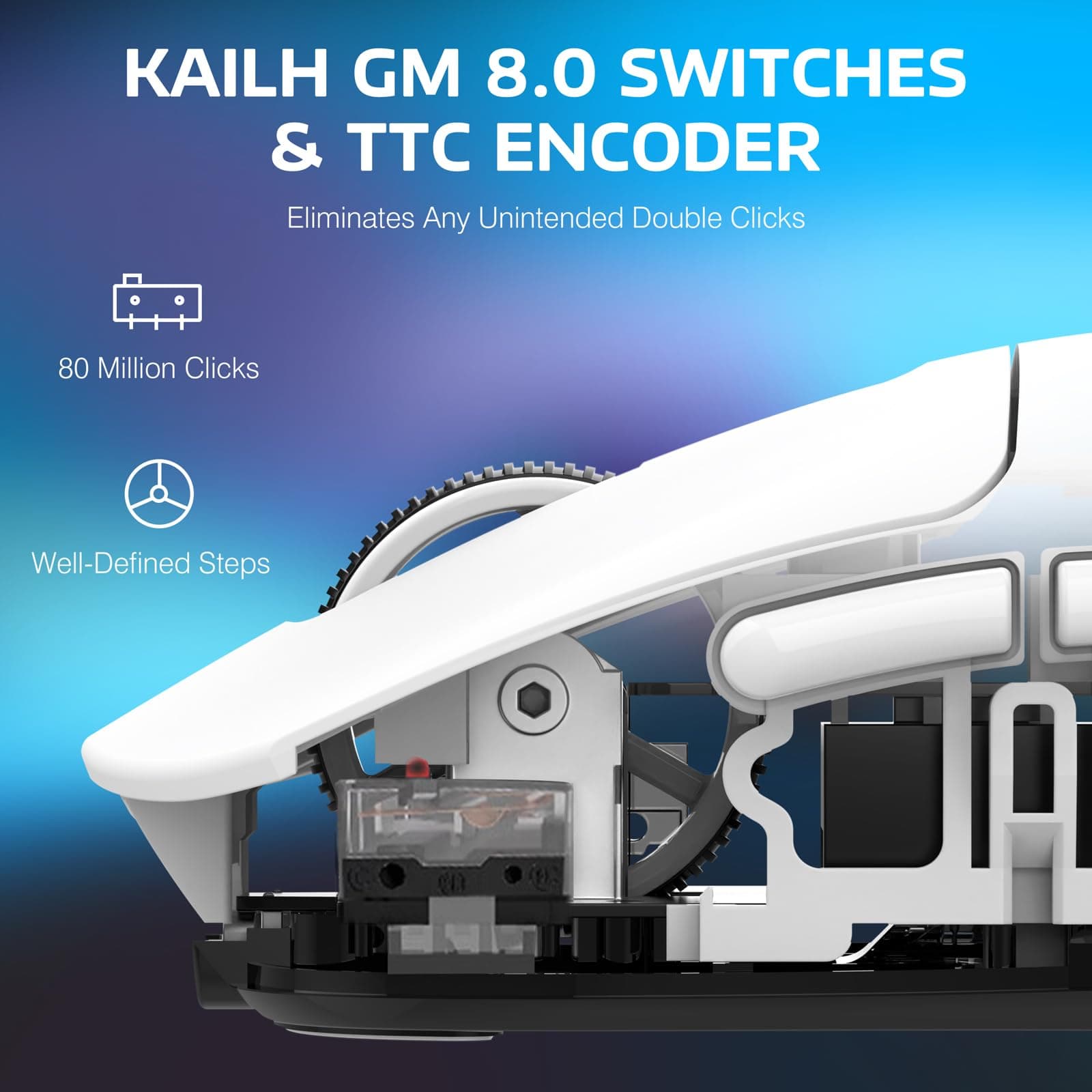 ATTACK SHARK X3 Lightweight Wireless Gaming Mouse with Tri-Mode 2.4G/USB-C Wired/Bluetooth,26K DPI, PAW3395 Optical Sensor,Kailh GM8.0 Switch,5 programmable Buttons for PC/Win/Mac(White) thumbnail 5