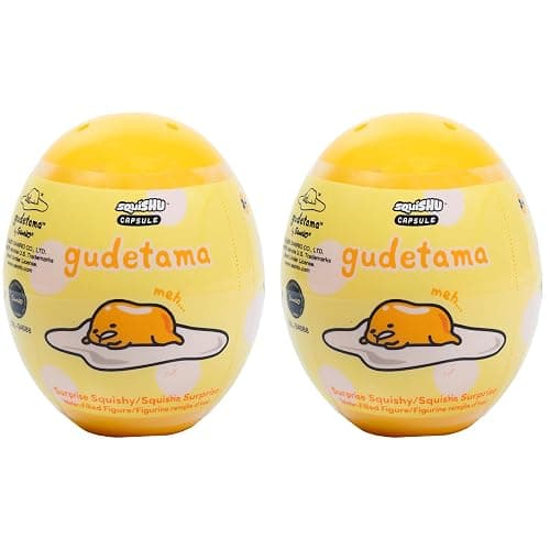 Hamee Sanrio Gudetama Lazy Egg Yolk Cute Water Filled Squishy (Series 2) Cute Squishy Collectible Figurine [Birthday Gift Bags, Party Favors, Gift Basket Filler] for Adults and Teens - 2 Pc. - Image 1