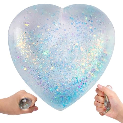 Heart Shape Stress Balls for Adult and Kids (Blue) - Sugar Ball, Squishy Toys for Stress Relief and Party Favors - Image 1