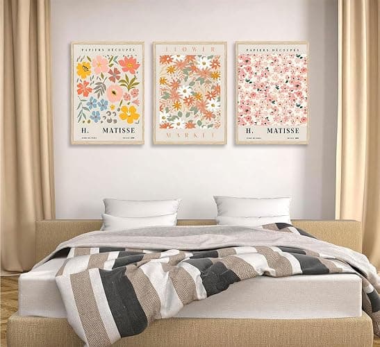 3Pcs Flower Market Canvas Wall Art Pink Aesthetic Posters Prints Danish Pastel Wall Decor Pictures for Living Room Hallway Bedroom Home Decoration Unframed - poster - 12x16inx3pcs thumbnail 3