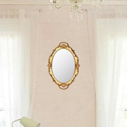Funerom Vintage 36.8 x 25.4 cm Gold Mirror Tray Decorative Tray Bathroom Tray Serving Tray Oval thumbnail 4