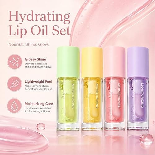 Thalessiel Aura 4 Pcs Flavor Lip Oil Set Clear Moisturizing Lip Gloss | Hydrating Long-Wear Waterproof No-Sticky Moisturizing Lip Balm for Dry Lips Smooth Texture thumbnail 3