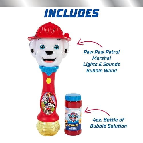 Little Kids Paw Patrol Marshall Light and Sound Musical Bubble Wand, Includes Bubble Solution thumbnail 3
