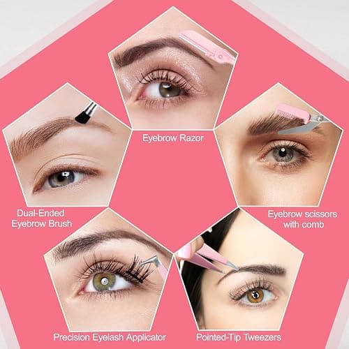 Eyebrow Kit, 17 in 1 Tweezers for Women Facial Hair, Hair Scissors with Comb, Eyebrow Trimmer, Brow Brushes, Hair Tools Travel Bag, Professional Grooming Tweezer Set thumbnail 6