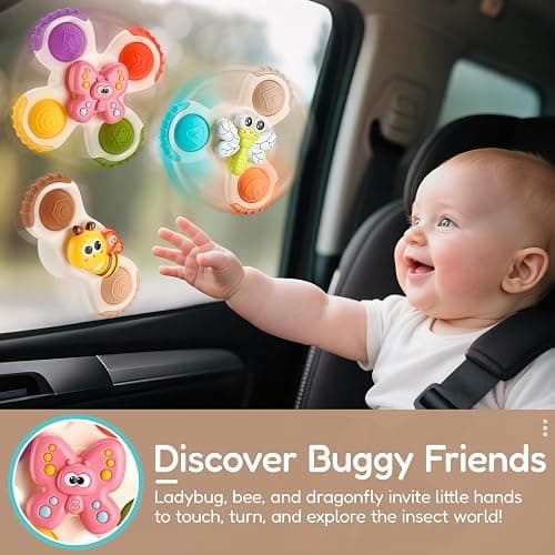 ALASOU 3PCS Pop Suction Cup Spinner Toys for 1 Year Old Boy Girl|Novelty Spinning Tops Toddler Stocking Stuffers|Baby Bath Toy for Kids Ages 1-3|1 Year Old Boy Christmas Birthday Gift for Infant thumbnail 6