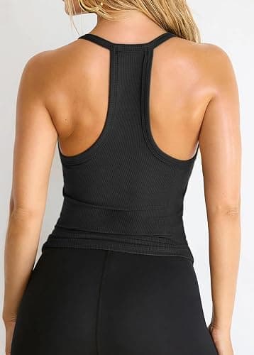 iGENJUN Workout Tops for Women Racerback Basic Tank Summer 2025 Camisole V Neck Slim Fit Ribbed Sleeveless thumbnail 3