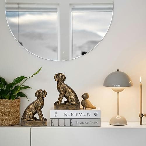 Decorative Bookends for Shelves, Dog Book Ends for Heavy Books, Labrador Retriever Statues Bookends for Heavy Books with Anti-Slip Base Book Holders for Home Office Decor (Gold) thumbnail 7