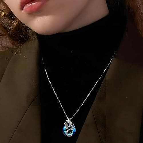 Unified Jewellery Cool Dragon Pendant Necklace for Men and Women, Zinc Alloy Fantasy Dragon Jewelry with Blue Crystal, Lovers' Holiday Accessory B149 thumbnail 8