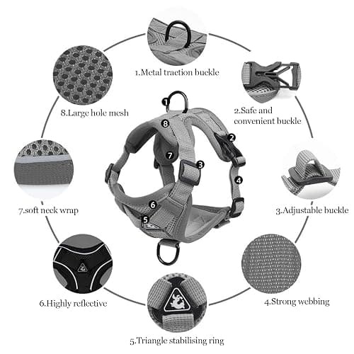 Wanheart cat Chest Harness and Leash, Anti-Escape Adjustable Soft mesh cat Leash and Chest Harness Set for All Types of Cats cat Vests (Grey, 3.3-6.6lb) thumbnail 3
