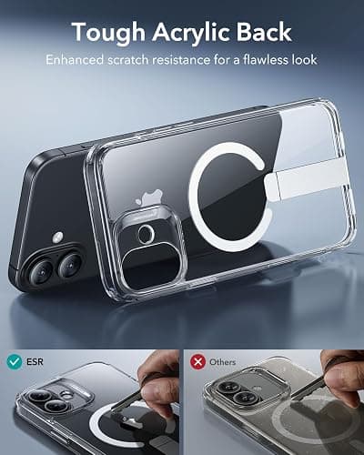 ESR for iPhone 16 Case with Kickstand, Compatible with MagSafe, Magnetic Case for iPhone 16, Fully Adjustable Flickstand, Military-Grade Protection, Shockproof Case, Boost Series, Clear thumbnail 8