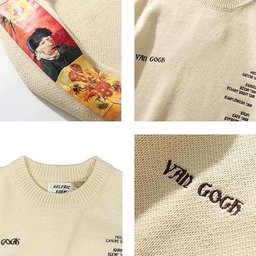 Aelfric Eden Oversized Sweater Graphic Van Gogh Printed Unisex 90s Vintage Women Knit Sweaters Men Casual 2024 Pullover thumbnail 5