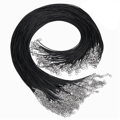 EuTengHao Necklace Cord Bulk, Waxed Necklace Chain, Black Waxed Necklace Cord String for Jewelry Necklace Bracelet Making (100Pcs, 22 Inch) - Image 1