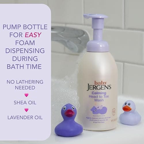 Jergens Baby Calming Head-to-Toe Foaming Wash & Shampoo, 18 Fl Oz | Tear-Free Formula, Shea & Lavender Oils, Rich Foam, Gentle Cleansing, Dermatologist Tested - Image 1