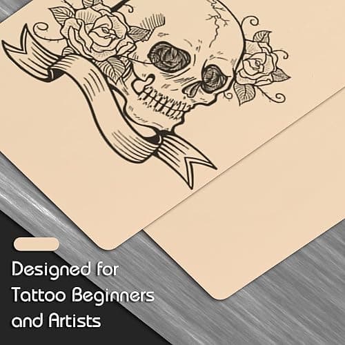 Jconly 320PCS Tattoo Practice Kit - Fake Skin and Ink Caps Set With 300 Mixed Pigment Cups (#9 Small, #13 Medium, #16 Large) and 20 Practice Skins - Tattoo Supplies thumbnail 2