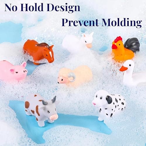 XY-WQ Bath Toys No Hole, for Infants 6-12& Toddlers 1-3, No Hole Bathtub Toys (Animal Ⅱ, 8 Pcs with Mesh Bag) - 8 - AnimalsⅡ thumbnail 3