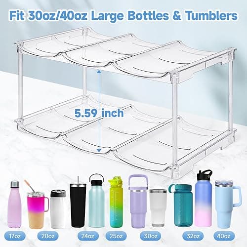 Stackable Water Bottle Organizer for Stanley 40 oz Tumbler, Water Bottle Holder for Cabinet, Pantry Kitchen Organizers and Storage for Stanley Cup Accessories, Tumbler Organizer and Wine Rack, 3Pack thumbnail 3