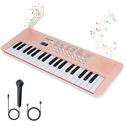 Raimy Kids Keyboard Piano with Two Speakers, 37 Keys Electric Music Instruments Piano Keyboard with Mic, Early Education Music Toddlers Children Toys Gifts for 3 4 5 6 7 8 9 10 11 12 Years Old Girls - Image 1