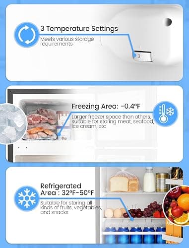 COWSAR 2.5 Cu.Ft Mini Fridge with Freezer, Double Reversible Door Compact Dorm Refrigerator with 2 Removable Shelves, Commercial Apartment Fridge for Bedroom, Office, Kitchen, Dorm, Black thumbnail 4