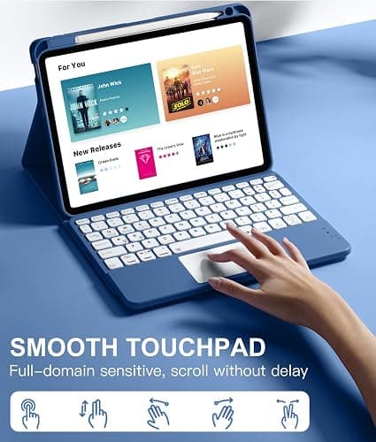 Harvopu Compatible with iPad Air 11 Inch & Air 5th/ Air 4th Generation Case with Keyboard - Multi-Touch Trackpad, 7-Color Backlit, Detachable Folio Cover for Air 11-inch M3/M2 (2025/2024) (Navy Blue) thumbnail 3
