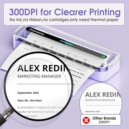 Phomemo M832 Portable Thermal Printer, Portable Printers Wireless for Travel, Inkless Bluetooth Printer for Phone Laptop, Small Printer Support 8.5'' x 11''/A4/4.33''/3.15''/2.08'' Thermal Paper thumbnail 6