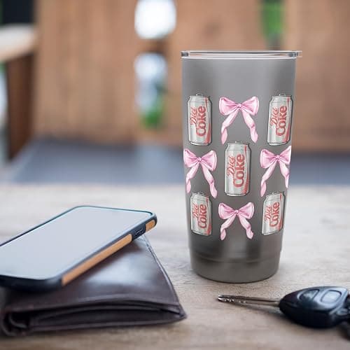 Coca-Cola Diet Coke & Pink Bows Collage Logo Vintage Stainless Steel Insulated Tumbler thumbnail 7