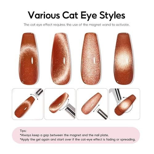 PEACECOLOR UV Nagellack Cat Eye UV Gel 10ML - 6 Farben Silber Rosa Nude Braun Gellack mit Magnet Cat Eye Nagellack Gel Nail Polish Soak Off Maniküre Nail Art Salon DIY thumbnail 5