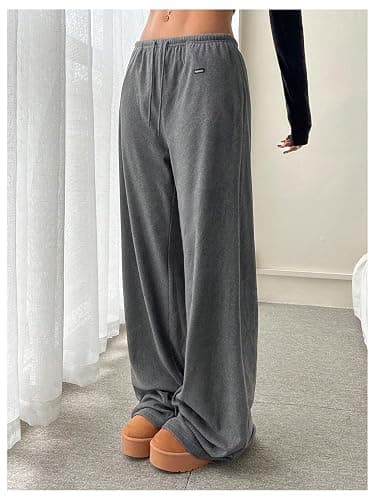 SOLY HUX Women's Drawstring Sweatpants Low Rise Baggy Wide Leg Pants with Pockets thumbnail 3