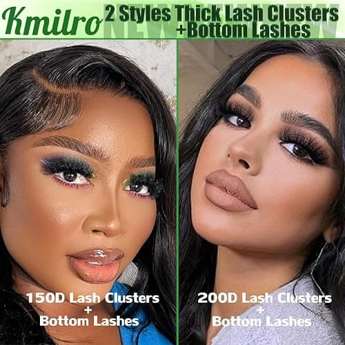 Kmilro Lash Clusters with Bottom Lashes Cluster Eyelash Extensions Wispy 10-22mm Volume Individual Lashes with Lower Eyelash Clusters 316pcs 150D+200D Thick False Lashes DIY at Home thumbnail 5