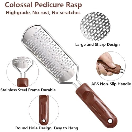 Colossal Foot Rasp & Wood Handle Callus Shaver (10 Replacement & 1 File Foot Heads), Pedicure Foot File Kit, Heel Scraper for Feet, Foot File Callus Remover thumbnail 2