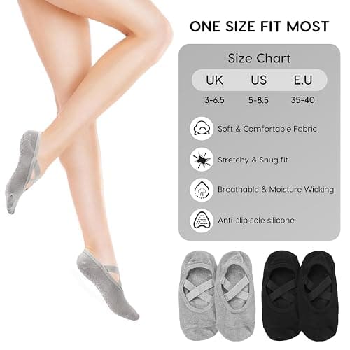 Yoga Socks for Women Non Slip, 4 Pairs Grip Pilates Socks Women,Reformer Pilates Socks for Pilates, Ballet, Barre, Yoga,Dance thumbnail 3