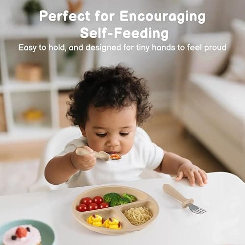 Eascrozn 6 Pack Toddler Utensils, kids Silverware with Silicone Handle, 18/8 Stainless Steel Children Safe Spoons and Forks Set Baby Feeding Essentials, Dishwasher Safe thumbnail 5