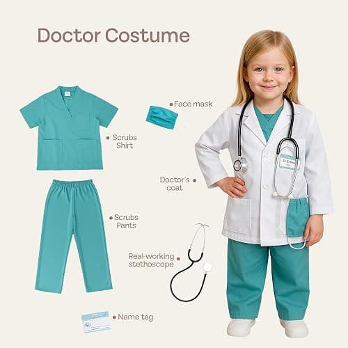 5-1 Kids Dress Up Clothes & Pretend Play Costumes for Ages 3-7 | Cute Role Play Dress Up Costumes for Boys & Girls with Matching Accessories & Storage Trunk thumbnail 3
