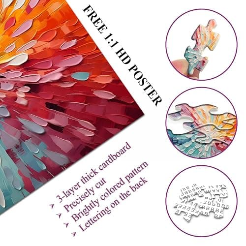 Impossible Puzzles 1000 Piece, Colorful Hard Difficult Puzzle for Adults, Gradient Rainbow Challenging Jigsaw Art Painting thumbnail 5