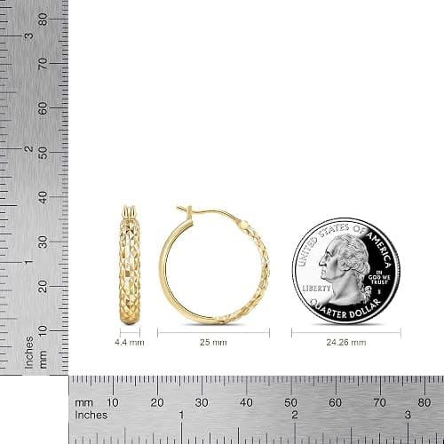 14K Gold Hoop Earrings, Gold Hoop Earrings for Women Trendy, Dainty Gold Vermeil Earrings Hoops, 14K Gold Plated 925 Sterling Silver, 25mm thumbnail 2