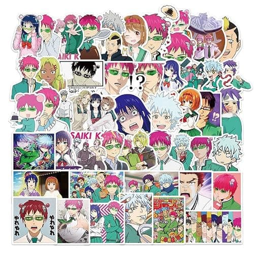 Saikik Stickers, 50 Pcs Saikik Figure Vinyl Waterproof DIY Sticker Decals for Party, Water Bottle Scrapbook Laptop Skateboard Computer for Teens Students thumbnail 2