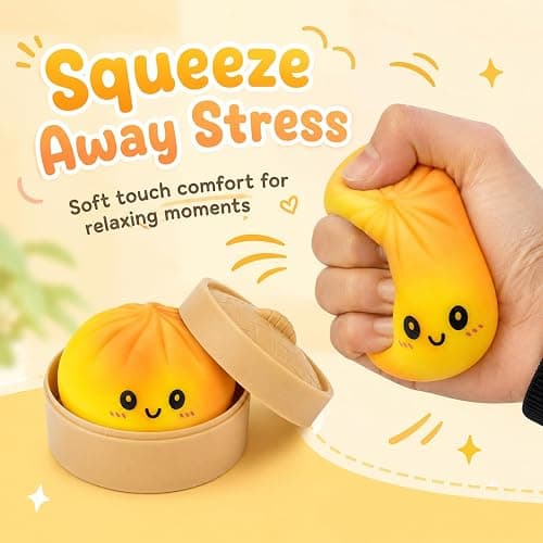 Crossunx Sweet Orange Scented Dumpling Squishies Stress Balls, Tie-Dye Squishies Dumpling Fidget Sensory Toy with Food Steamer, Squeeze Dough Ball for Stress Relief, Stretchy Desk Toys Gift thumbnail 2