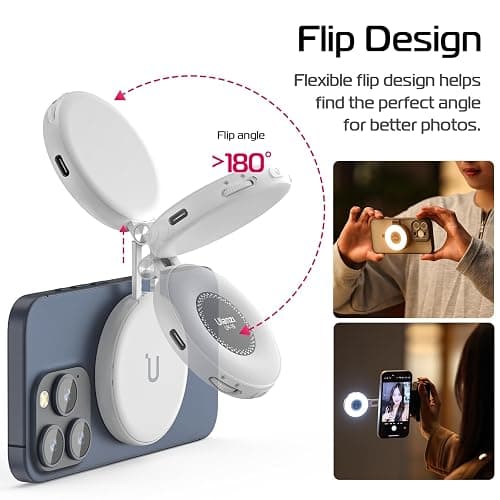 ULANZI MA30 Magnetic Phone Tripod Stand for iPhone with Magnetic Selfie Light White thumbnail 5