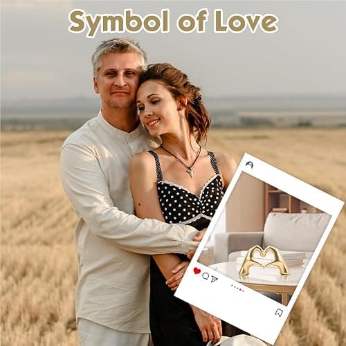 Dszemie Gold Ornaments For Living Room, Heart Hands Sculpture Bedroom Ornaments, Hand Love Gesture Statue Room Accessories, Loved Finger Sculpture Home Decoration Gifts For Women Men Girls Mom Bestie thumbnail 7