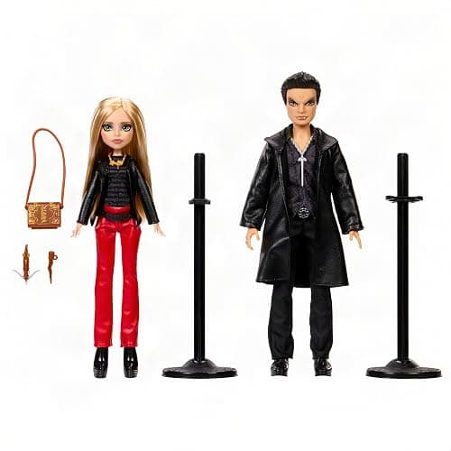 Monster High Skullector Buffy The Vampire Slayer Doll 2-Pack | Buffy and Angel Collector 2-Pack, Faux-Leather Clothes with Accessories like Stake, Crossbow, Doll Stands (Amazon Exclusive) thumbnail 6