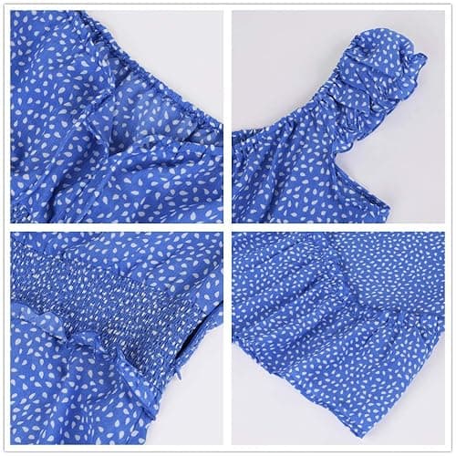 YOBECHO Womens Summer Ruffle Sleeve Sweetheart Neckline Printing Dress Mini Dresses thumbnail 4