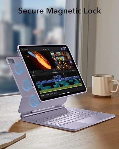 ESR iPad Air 13 Inch Case Keyboard (M3/M2, 2025/2024), Easy-Set Magnetic Stand, Portrait/Landscape Mode, Removable Case with Multi-Touch Trackpad, Rebound 360 Series, Purple thumbnail 7