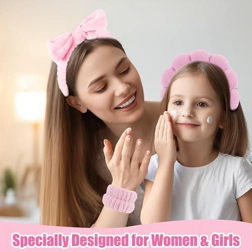 Canitor Spa Headband Wrist Bands Hair Clips Set Skincare Makeup Self Skin Care for Women Washing Face Teens Teenager Tween Clean Girl Gifts Cute Trendy Stuff Things Pink Stocking Stuffers thumbnail 5