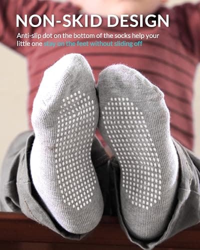 Infinno Baby Non Slip Ankle Socks 9 Pairs - Toddler Socks with Grips for Kids, Infants Boys and Girls 6-24 Months, 1T-7T thumbnail 2