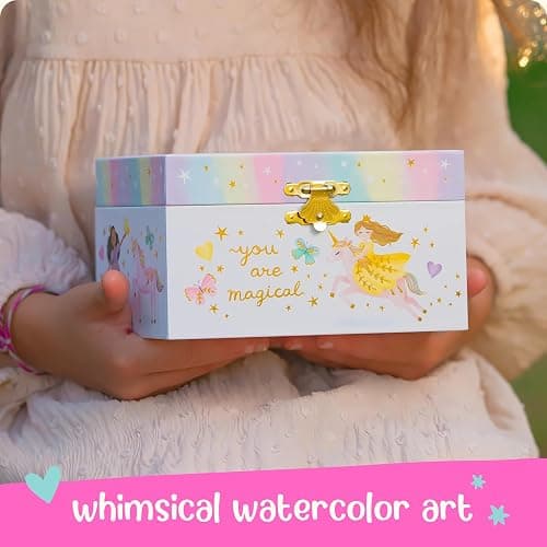 Giggle & Honey Musical Princess Jewelry Box for Girls - Kids Jewelry Box with Spinning Princess, Princess Gifts for Girls, Unicorn Toys - 6 x 4.7 x 3.5 in thumbnail 3